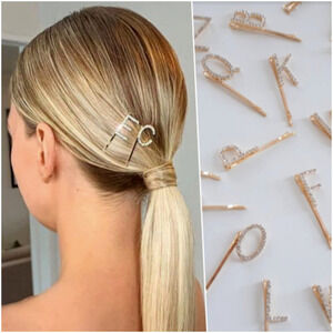 Nordstrom Initial B D J M R T Faux Pearl Rhinestone Gold Tone Bobby Pins